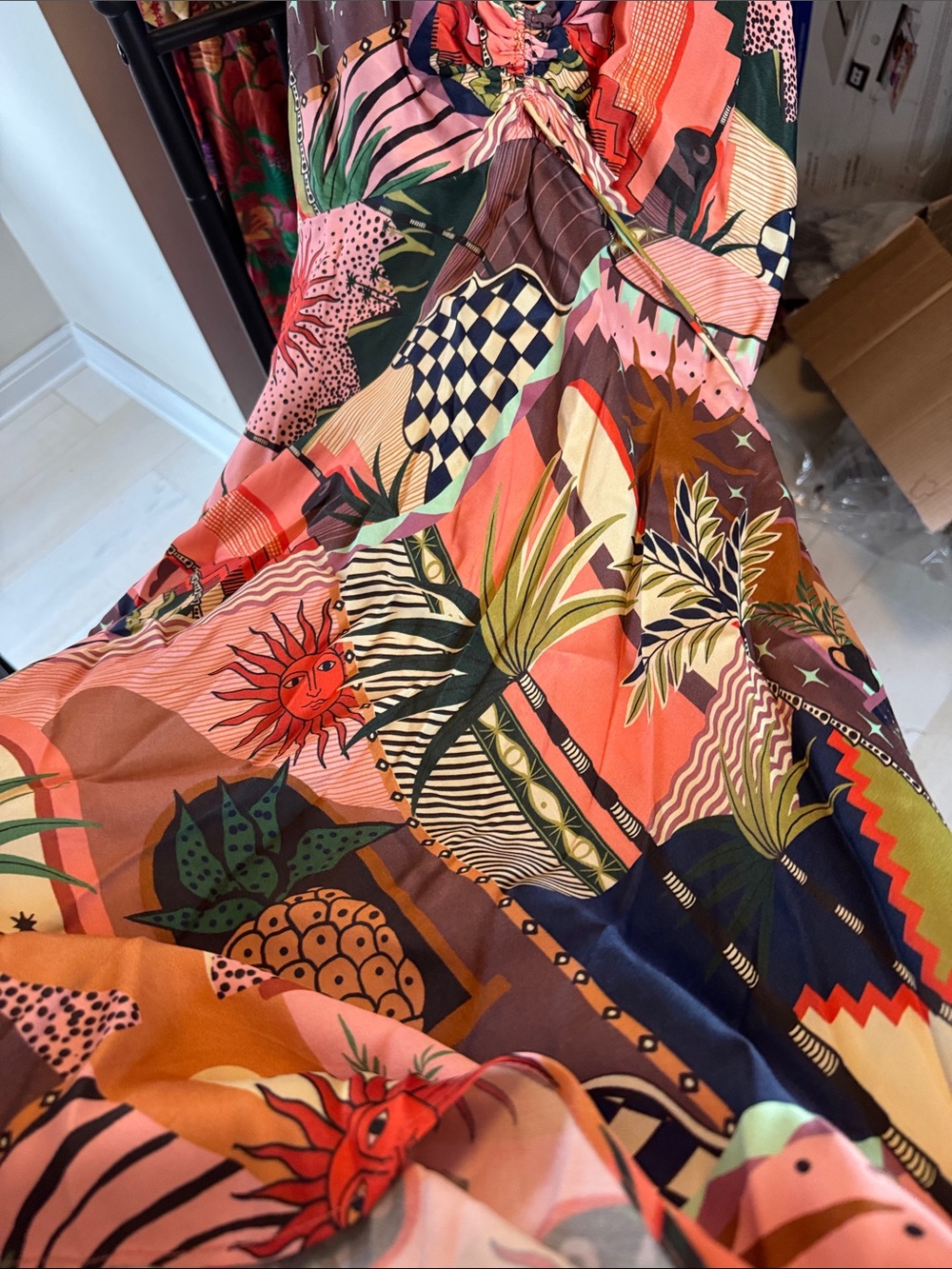 FARM Rio NWT Mystic City Front Crinkle Midi Dress - Picture 7 of 13